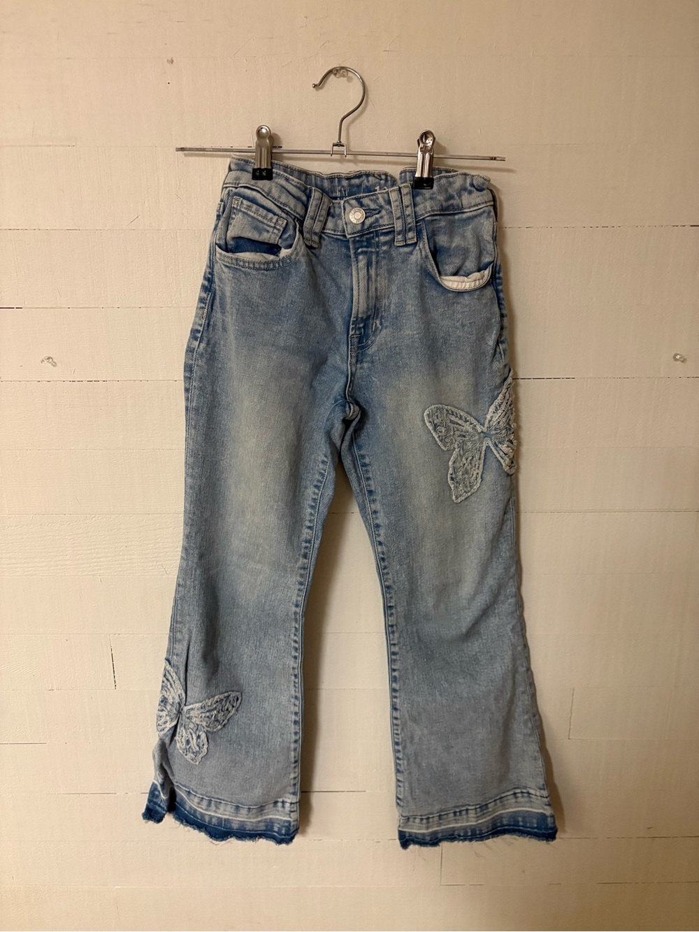GAP Kids Butterfly Applique Wide Leg Light Wash Jeans Size 10
